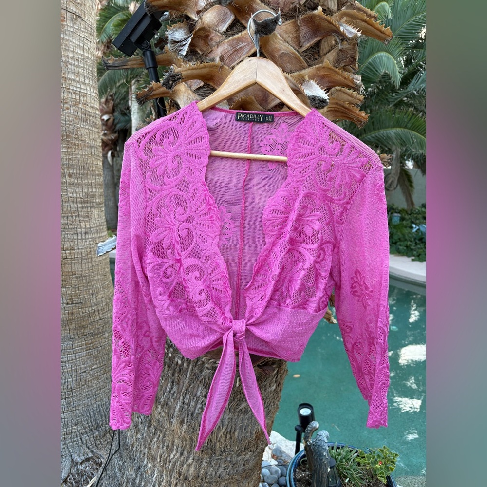 Picadilly Fashion Vibrant Pink Lace Blouse
